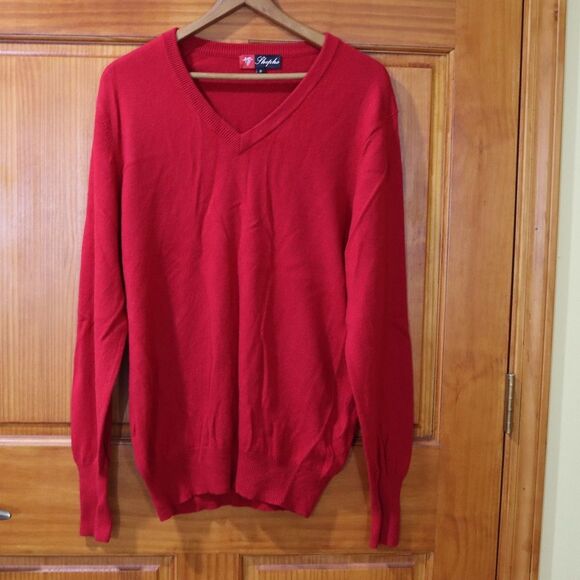 Shephe Vintage Red 100% Cashmere V-Neck Sweater Men’s small - Picture 2 of 12